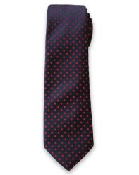 Oryginalny Krawat Męski w Czerwone Groszki, Kropki - 6cm- Alties, Granatowy. Niebieskie krawaty i muchy męskie Alties, bez wzorów, z tkaniny, eleganckie. Za 49.00 zł.