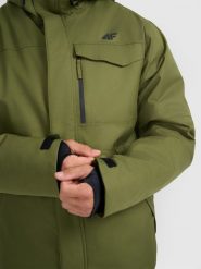 4F Kurtka narciarska membrana 10000 męska - khaki S. Brązowe kurtki narciarskie i snowboardowe męskie 4f, na zimę, m, bez wzorów, z materiału, bez kaptura, narciarskie. Za 699.99 zł.