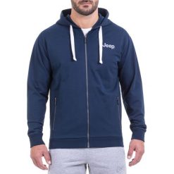 Bluza w kolorze niebieskim. Niebieskie bluzy rozpinane męskie Jeep, m, bez wzorów, bez ramiączek, bez kaptura. W wyprzedaży za 124.95 zł.