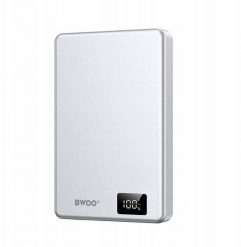 BWOO power bank magnetyczny P76 PD 20W 10000 mAh ultra cienki w aluminiowej obudowie z wyświetlaczem i portem USB-C srebrny. Szare powerbanki Wekome. Za 72.25 zł.