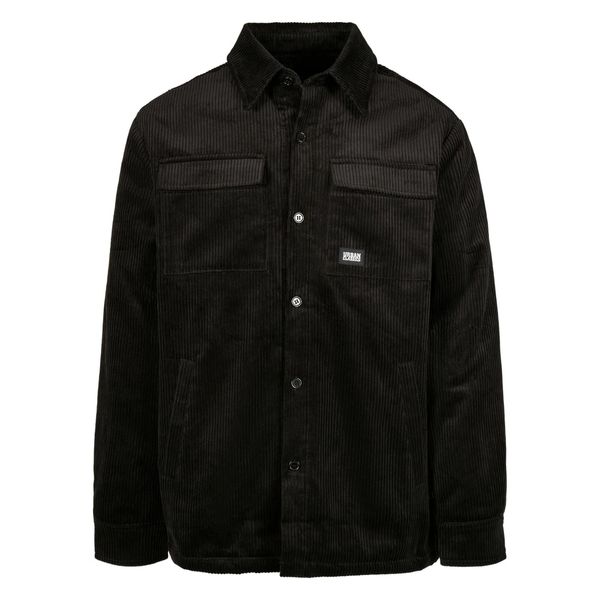 Męska Sztruksowa Kurtka Koszulowa. Czarne kurtki męskie Urban Classics, m, bez wzorów, ze sztruksu, sportowe, bez ramiączek, bez kaptura. Za 253.99 zł.