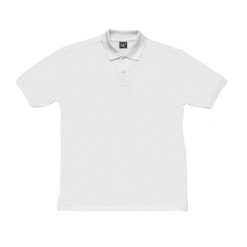 Męska Bawełniana Koszulka Polo Z Krótkim Rękawem Typu Ringspun. Białe koszulki polo męskie SG, m, bez wzorów, z bawełny, bez kołnierzyka, bez ramiączek. Za 58.99 zł.