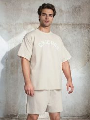 Dwuczęściowa piżama oversize - wielobarwny. Piżamy męskie Sinsay, l, bez wzorów, bez kołnierzyka, bez ramiączek. Za 49.99 zł.