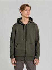 Rozpinana bluza z kapturem i kieszeniami - zielony. Zielone bluzy z kapturem męskie Sinsay, l, bez wzorów, z kapturem. Za 49.99 zł.