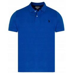 Koszulka polo dla mężczyzn U.S. Polo Assn. Niebieskie koszulki polo męskie U.S. Polo Assn., m, bez wzorów, klasyczne, bez kołnierzyka, bez ramiączek. Za 114.99 zł.