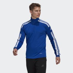 Bluza piłkarska męska adidas Squadra 21 Training Top. Białe bluzy nierozpinane męskie ADIDAS, m, bez wzorów, sportowe, bez ramiączek, bez kaptura. W wyprzedaży za 99.00 zł.