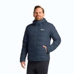 Kurtka puchowa męska Jack Wolfskin Ather Down Hoody. Niebieskie kurtki męskie Jack Wolfskin, m, bez wzorów, z puchu, sportowe, bez ramiączek, bez kaptura. Za 759.99 zł.