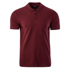 Koszulka polo męska Hi-Tec Micko - bordowa, Rozmiar S. Czerwone koszulki polo męskie Hi-tec, m, bez wzorów, z bawełny, klasyczne, bez kołnierzyka, bez ramiączek. Za 64.99 zł.