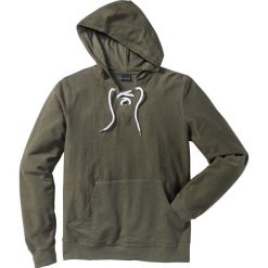 Bluza z kapturem Slim Fit bonprix ciemnooliwkowy. Bluzy nierozpinane męskie bonprix. Za 69.99 zł.