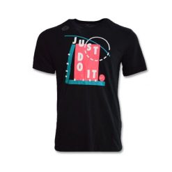 Koszulka sportowa unisex Nike Just Do It Dry z krótkim rękawem. Czarne t-shirty sportowe męskie Nike, l, bez wzorów, sportowe, bez ramiączek. Za 145.00 zł.