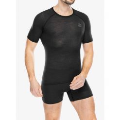 Koszulka termoaktywna męska Odlo Merino PW 140 Seamless BL Top Crew Neck SS. Czarne bielizna termoaktywna męska Odlo, m, bez wzorów, bez ramiączek, rowerowe. Za 261.99 zł.