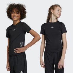 Running AEROREADY 3-Stripes Tee. Czarne t-shirty sportowe męskie ADIDAS, bez wzorów, z materiału, sportowe, bez ramiączek. W wyprzedaży za 92.15 zł.