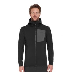 Bluza polarowa męska Rab Superflux Hoody z kapturem. Czarne bluzy z kapturem męskie RAB, m, bez wzorów, z polaru, z kapturem. Za 379.99 zł.