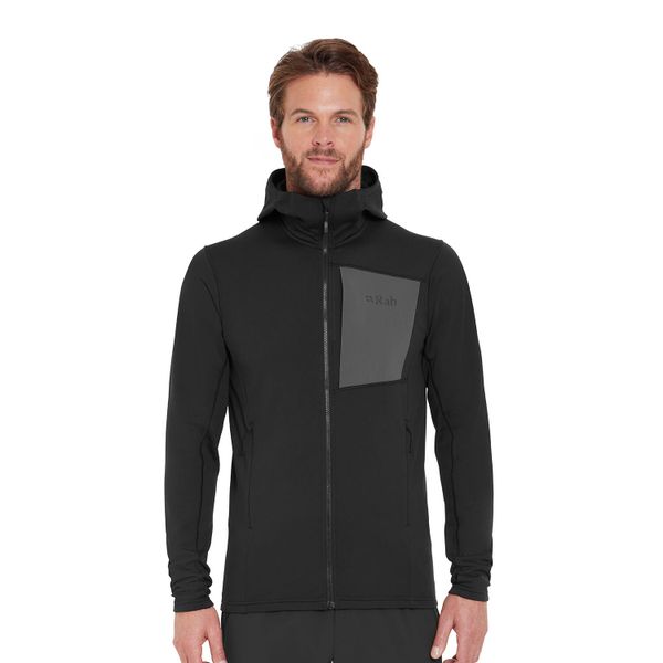Bluza polarowa męska Rab Superflux Hoody z kapturem. Czarne bluzy z kapturem męskie RAB, m, bez wzorów, z polaru, z kapturem. Za 339.99 zł.