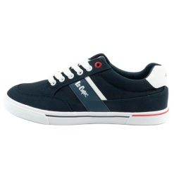 Buty Lee Cooper LCW-25-02-3245M trampki męskie granatowe niebieskie. Niebieskie trampki męskie bez wzorów, z gumy, klasyczne, bez zapięcia. Za 203.60 zł.