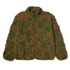 Kurtka turystyczna męska HUF Abstract High Pile Jacquard. Brązowe kurtki męskie HUF, m, bez wzorów, z polaru, bez ramiączek, bez kaptura. Za 640.55 zł.