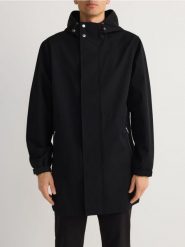 Parka z kapturem - czarny. Czarne parki męskie Reserved, l, bez wzorów, z tkaniny, z kapturem. W wyprzedaży za 149.99 zł.