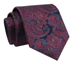 Krawat - ALTIES - Czerwono Granatowy ze Wzorem Orientalnym. Czerwone krawaty i muchy męskie Alties, bez wzorów, z tkaniny, eleganckie. Za 49.00 zł.