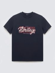 Koszulka męska z nadrukiem granatowa Keren 403. Niebieskie t-shirty męskie Big Star, l, bez wzorów, z bawełny, bez kołnierzyka, bez ramiączek. Za 99.99 zł.