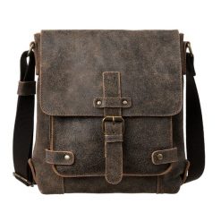 Męska torba na ramię Canaletto – postarzana skóra i wykończenia w starym złocie TM253s235. Brązowe torby męskie na ramię bez wzorów, ze skóry, retro, na ramię. Za 299.25 zł.