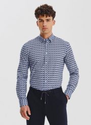 PAKO LORENTE - Kwiatowa koszula w kolorze granatowym. Koszule męskie Pako Lorente, na jesień, m, bez wzorów, z bawełny, bez kołnierzyka, bez ramiączek. Za 149.99 zł.