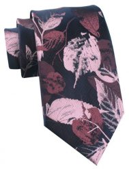 Krawat Męski - Chattier - Odcienie Różów, Wzór w Liście. Czerwone krawaty i muchy męskie Chattier, bez wzorów, z tkaniny, eleganckie. Za 49.00 zł.