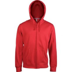 Bluza z kapturem i zamkiem błyskawicznym Kariban. Czerwone bluzy rozpinane męskie KARIBAN, m, bez wzorów, z bawełny, eleganckie, bez ramiączek, z kapturem. Za 213.00 zł.