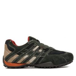 Półbuty Geox. Zielone codzienne półbuty męskie Geox, bez wzorów, bez obcasa, bez zapięcia. Za 289.99 zł.