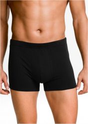 Bokserki o dopasowanym kroju z bawełną (3 pary). Czarne bokserki męskie bonprix, m, bez wzorów, z bawełny. Za 59.99 zł.