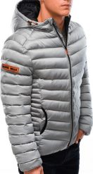 Ombre Kurtka męska przejściowa C368 - szara L. Szare kurtki męskie Ombre, l, bez wzorów, bez ramiączek, bez kaptura. Za 249.99 zł.