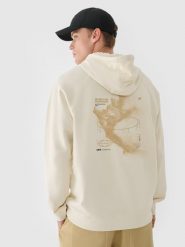 4F Bluza dresowa nierozpinana z kapturem męska - beżowa M. Brązowe bluzy nierozpinane męskie 4f, m, bez wzorów, z bawełny, klasyczne, bez ramiączek, z kapturem. W wyprzedaży za 59.99 zł.