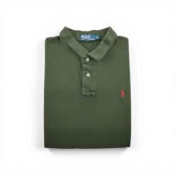 Second life - Krótki rękaw męskie polo khaki - Jak nowy. Zielone koszulki polo męskie Ralph Lauren, m, bez wzorów, sportowe, bez kołnierzyka, bez ramiączek. Za 126.86 zł.