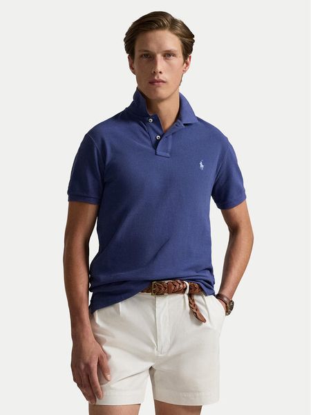 Polo Ralph Lauren Polo 710536856441 Granatowy Slim Fit. Niebieskie koszulki polo męskie Polo Ralph Lauren, m, bez wzorów, z bawełny, bez kołnierzyka, bez ramiączek. Za 399.99 zł.