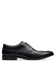 Clarks Półbuty Brandon Limit 26178490 Czarny. Czarne eleganckie półbuty męskie Clarks, ze skóry, wizytowe, bez obcasa, bez zapięcia. Za 289.99 zł.