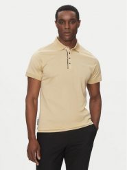 KARL LAGERFELD Polo 745007 552200 Beżowy Regular Fit. Brązowe koszulki polo męskie KARL LAGERFELD, m, bez wzorów, z bawełny, bez kołnierzyka, bez ramiączek. Za 399.99 zł.