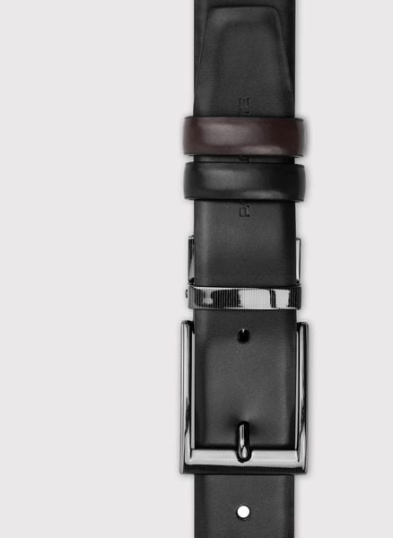 Dwustronny skórzany pasek męski. Brązowe paski męskie Pako Lorente, bez wzorów, ze skóry. Za 199.99 zł.