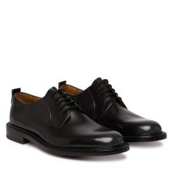 Półbuty HUGO. Czarne eleganckie półbuty męskie Hugo, wizytowe, bez obcasa, bez zapięcia. Za 1,349.00 zł.