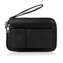 Saszetka męska skórzana do ręki z miejscem na telefon czarna Paolo Peruzzi T-132-BL. Czarne saszetki męskie bez wzorów, z materiału. Za 119.00 zł.