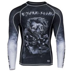 Koszulka sportowa męska Rashguard do MMA EXTREME HOBBY PSYCHO CLOWN. Czarne bielizna termoaktywna męska EXTREME HOBBY, m, bez wzorów, z bawełny, bez ramiączek, do biegania. Za 209.00 zł.