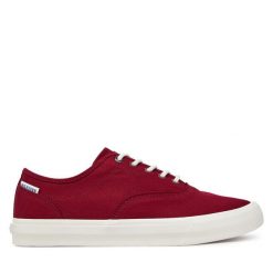 Tenisówki Tommy Hilfiger. Czerwone trampki męskie Tommy Hilfiger, bez wzorów, bez zapięcia. Za 199.99 zł.