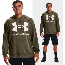 Bluza fitness męska UNDER ARMOUR Rival Fleece z kapturem. Zielone bluzy z kapturem męskie Under Armour, m, bez wzorów, z kapturem. W wyprzedaży za 170.90 zł.