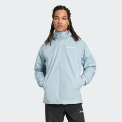 Kurtka Terrex Multi 2L RAIN.RDY. Niebieskie kurtki męskie ADIDAS, l, bez wzorów, z materiału, sportowe, bez ramiączek, bez kaptura. W wyprzedaży za 367.00 zł.