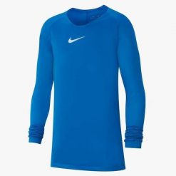 Koszulka Termoaktywna Juniorska Nike First Layer. Białe bielizna termoaktywna męska Nike, bez wzorów, bez ramiączek, do piłki nożnej. Za 89.99 zł.