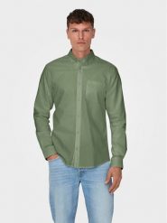 Only & Sons Koszula Neil 22019669 Zielony Slim Fit. Zielone koszule męskie Only & Sons, l, bez wzorów, z bawełny, bez kołnierzyka, bez ramiączek. Za 109.99 zł.