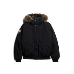 Kurtka bomber z syntetycznym futrem Superdry Everest. Czarne kurtki męskie Superdry., m, bez wzorów, z syntetyku, bez ramiączek, bez kaptura. Za 758.80 zł.