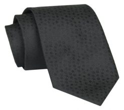 Męski Krawat - Czarny, Faktura w Drobne Kwiaty - Angelo di Monti. Czarne krawaty i muchy męskie Angelo di Monti, bez wzorów, z tkaniny, eleganckie. Za 45.00 zł.