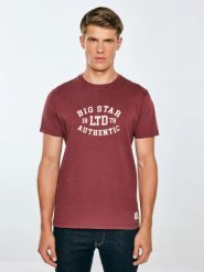 Koszulka męska z nadrukiem bordowa Teller 604. Czerwone t-shirty męskie Big Star, l, z aplikacjami, z dzianiny, bez kołnierzyka, bez ramiączek. Za 119.99 zł.