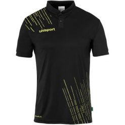 Polo Uhlsport Score 26 Poly. Czarne koszulki polo męskie Uhlsport, bez wzorów, z materiału, sportowe, bez kołnierzyka, bez ramiączek. Za 180.00 zł.