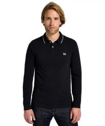 MESKA KOSZULKA POLO LEE LS PIQUE POLO BLACK BLACK 112322786. Czarne koszulki polo męskie Lee, s, bez wzorów, bez kołnierzyka, bez ramiączek. Za 99.99 zł.