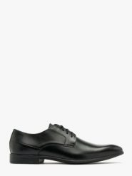 Czarne półbuty męskie. Czarne eleganckie półbuty męskie Ryłko, ze skóry, bez obcasa, bez zapięcia. Za 349.99 zł.